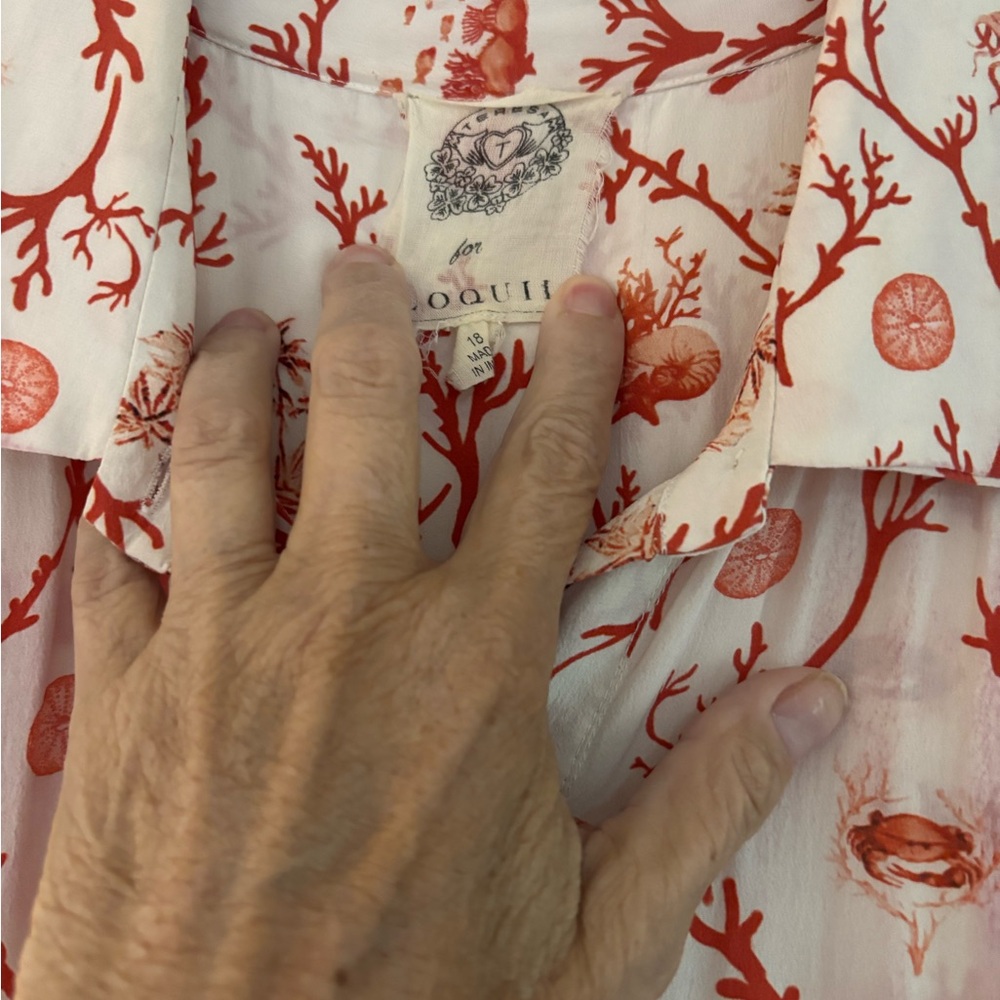 Eloquii 18 Button front  Beach Print Maxi Dress - Picture 7 of 9